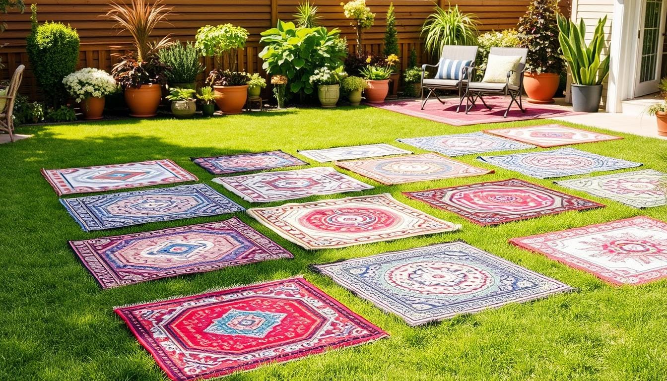 outdoor rugs nearby