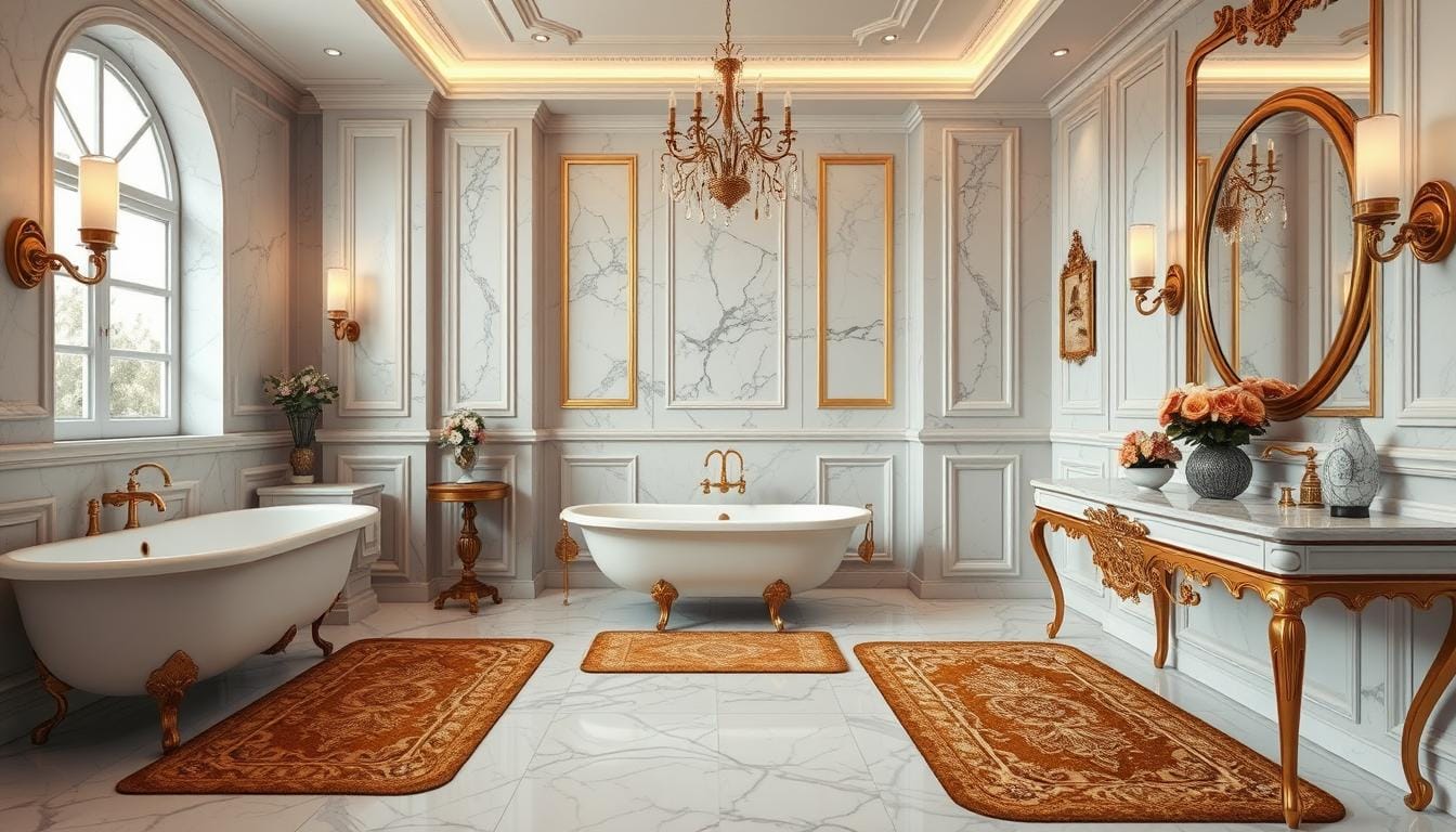 gold bathroom rugs