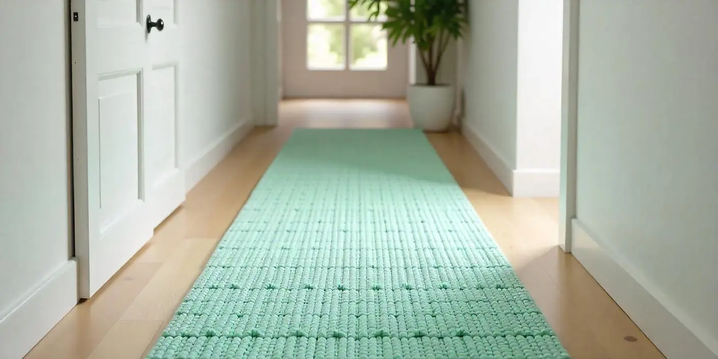 Mint Color Braided 2x10 Rag Runner Rug