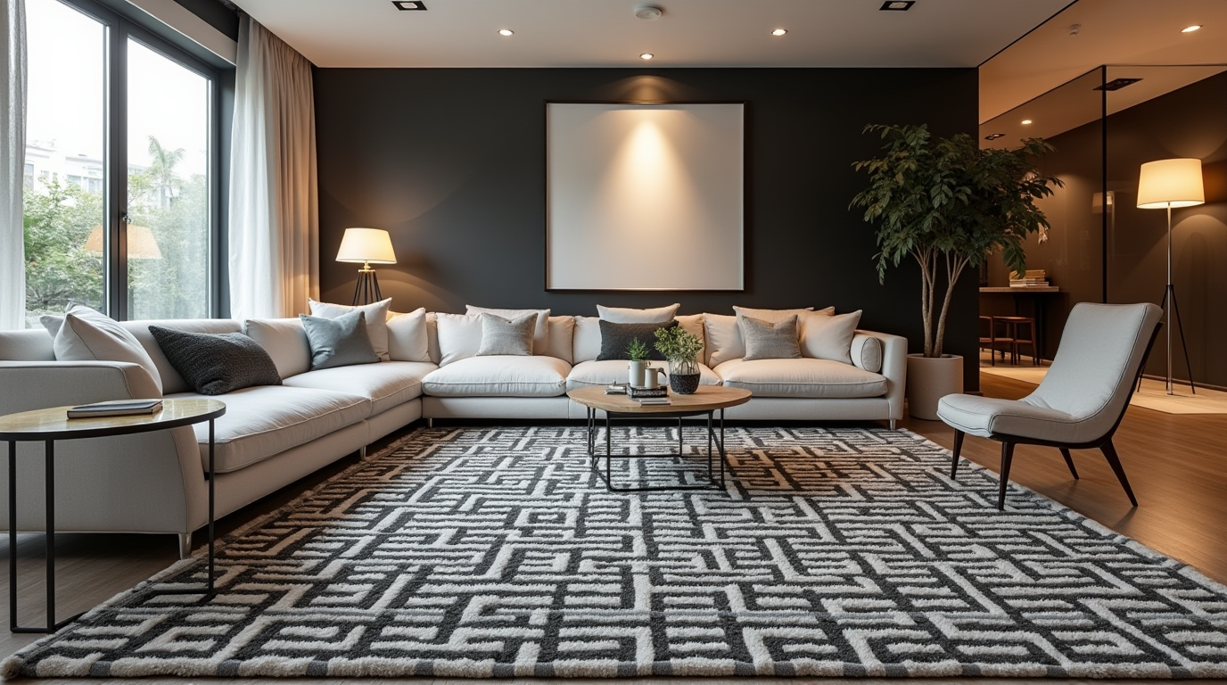 black and white rug
